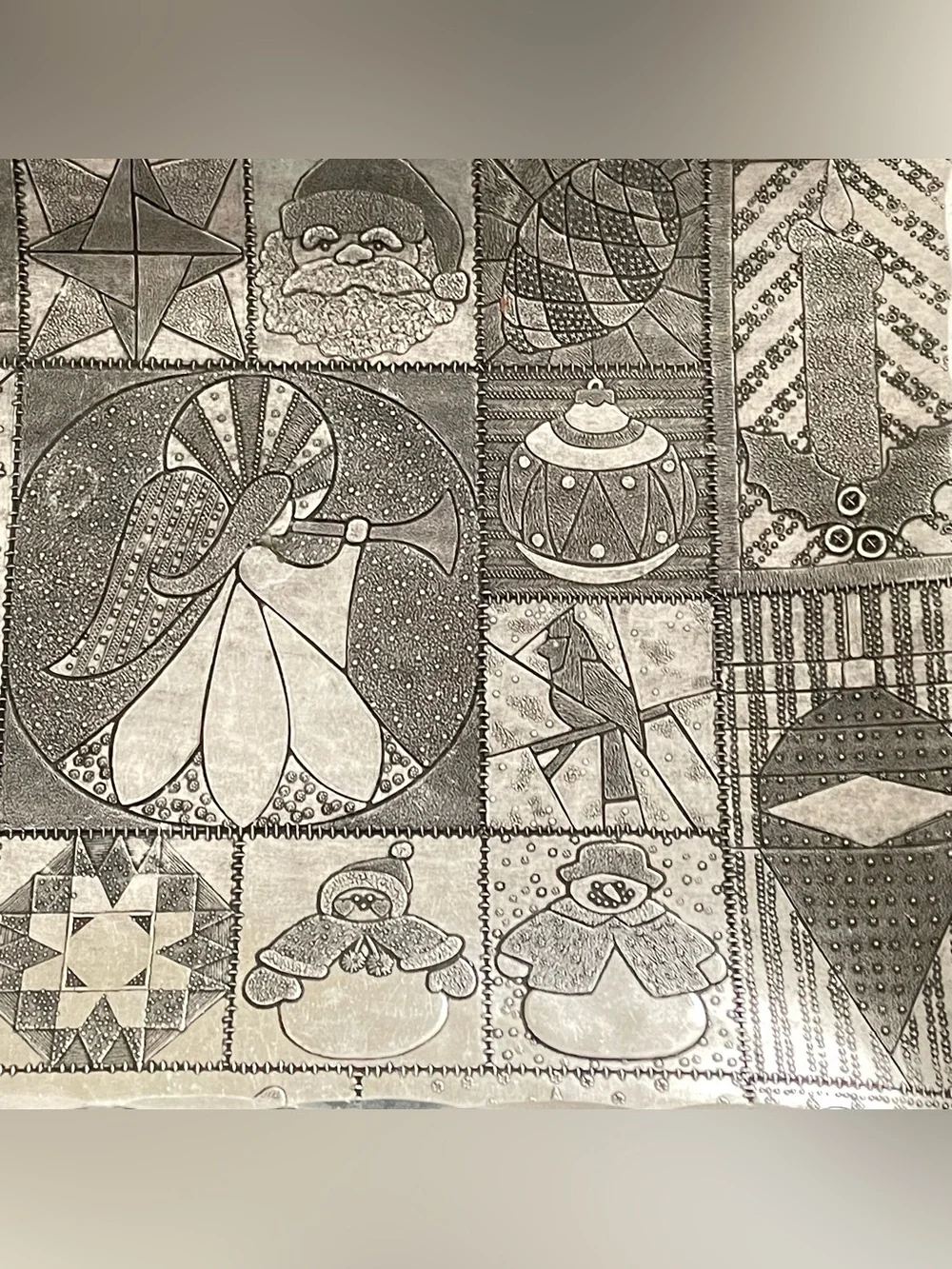 Wendell August Holiday Patchwork Aluminum Rectangular Tray Made in USA
